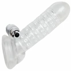 Best Sale π₯° Bondara Clear Textured Vibrating Cock Sleeve With Ball Strap π₯