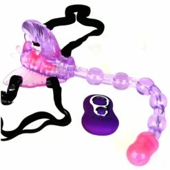 Promo 🎉 Bondara&Sex Three?s A Crowd-Pleaser 7 Function Strap On Butterfly Vibrator 🎉