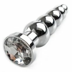 Deals ⭐ Bondara&Sex Bejewelled Silver Metal Beaded Butt Plug - 5.5 Inch 🤩