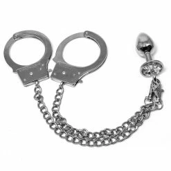 Best Pirce 🎉 Bondara Anal Arrest Metal Handcuffs With Butt Plug 🌟