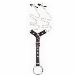 Best deal π Bondara Dominator Faux Leather Chain Nipple Clamps & Cock Ring β