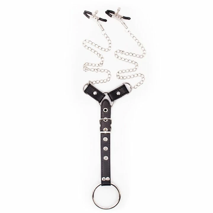 Best deal π Bondara Dominator Faux Leather Chain Nipple Clamps & Cock Ring β 1 Best deal π Bondara Dominator Faux Leather Chain Nipple Clamps & Cock Ring β